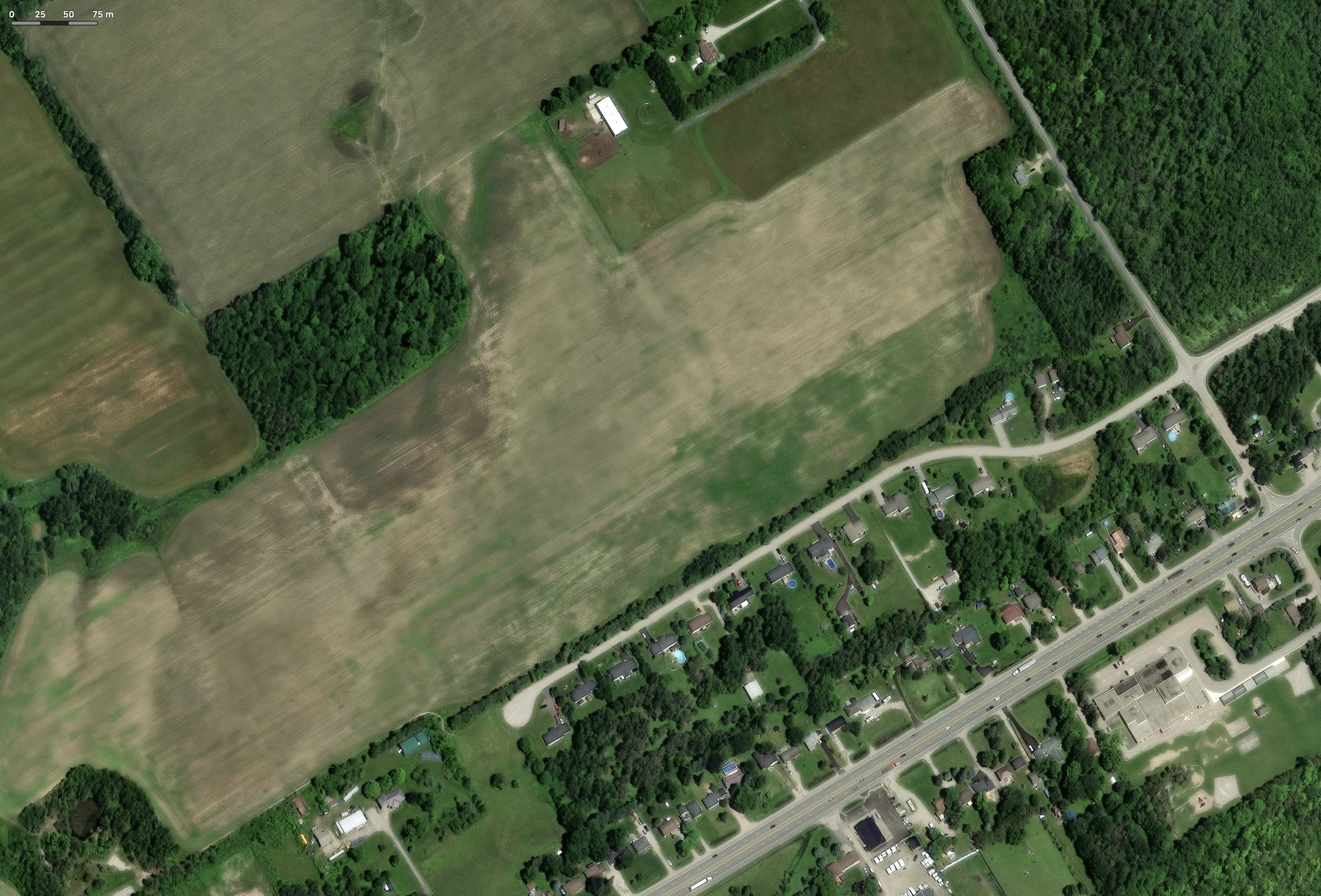 Aerial view of development land